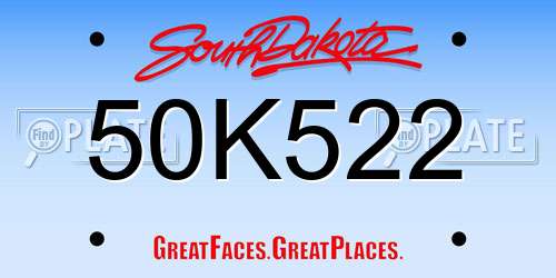 50K522 South Dakota License Plate