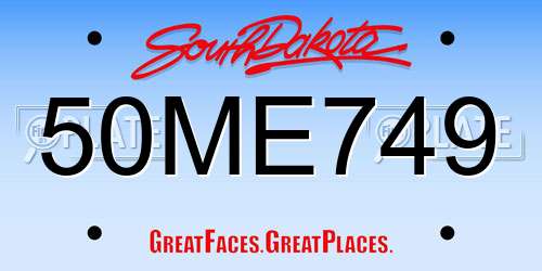 50ME749 South Dakota License Plate