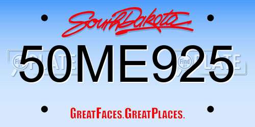 50ME925 South Dakota License Plate