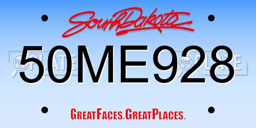 50ME928 South Dakota License Plate