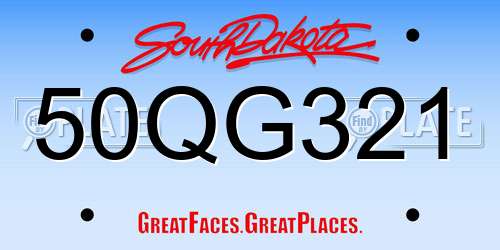 50QG321 South Dakota License Plate