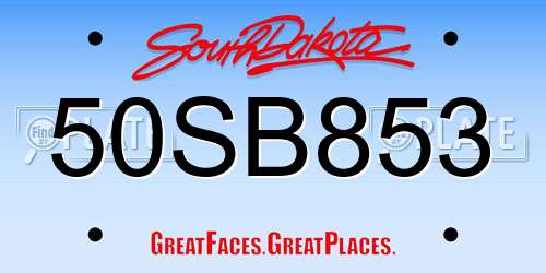 50SB853 South Dakota License Plate