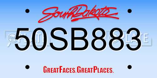 50SB883 South Dakota License Plate
