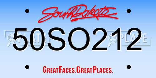 50SO212 South Dakota License Plate