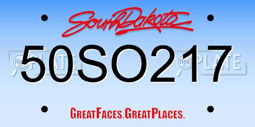 50SO217 South Dakota License Plate