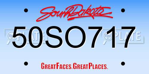 50SO717 South Dakota License Plate