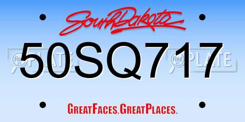 50SQ717 South Dakota License Plate