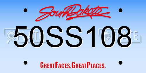 50SS108 South Dakota License Plate