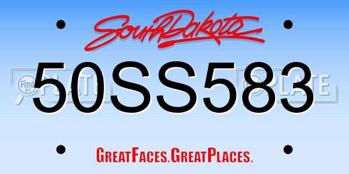 50SS583 South Dakota License Plate