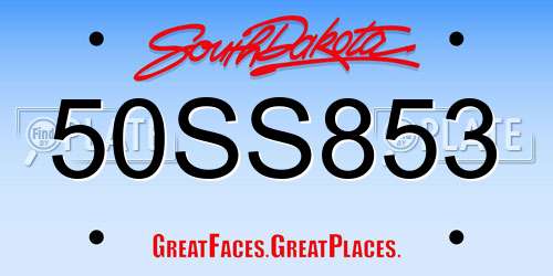 50SS853 South Dakota License Plate