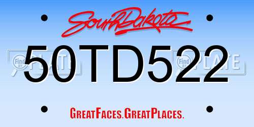 50TD522 South Dakota License Plate