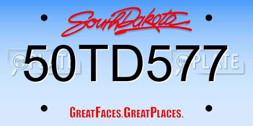 50TD577 South Dakota License Plate
