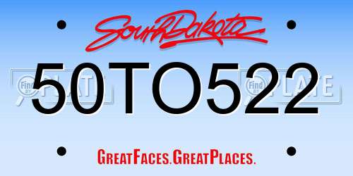 50TO522 South Dakota License Plate