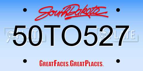 50TO527 South Dakota License Plate