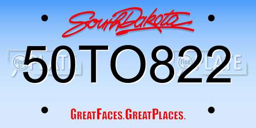 50TO822 South Dakota License Plate