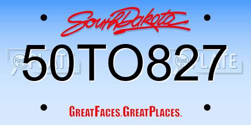50TO827 South Dakota License Plate