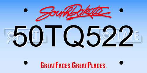 50TQ522 South Dakota License Plate