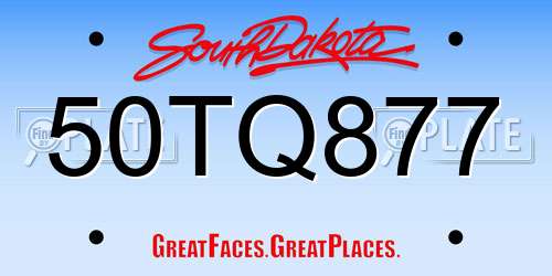 50TQ877 South Dakota License Plate