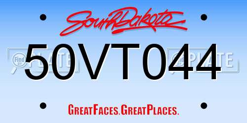 50VT044 South Dakota License Plate