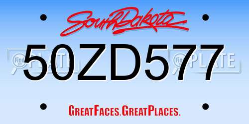 50ZD577 South Dakota License Plate