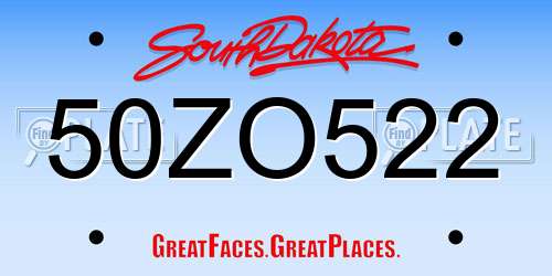 50ZO522 South Dakota License Plate