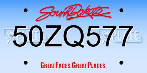 50ZQ577 South Dakota License Plate
