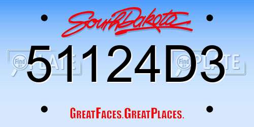 51124D3 South Dakota License Plate