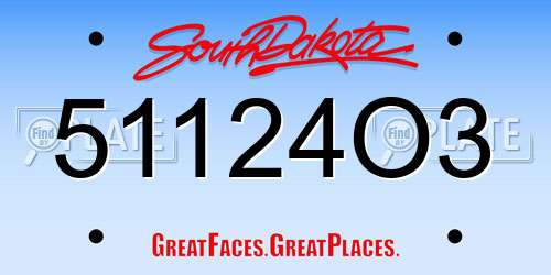 51124O3 South Dakota License Plate
