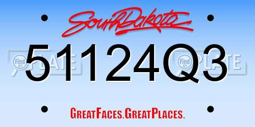 51124Q3 South Dakota License Plate
