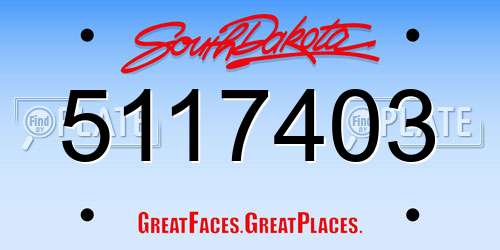 5117403 South Dakota License Plate