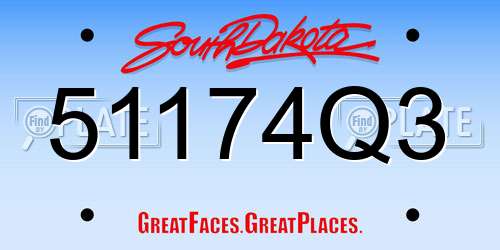 51174Q3 South Dakota License Plate