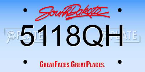 5118QH South Dakota License Plate