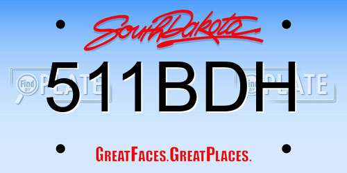 511BDH South Dakota License Plate