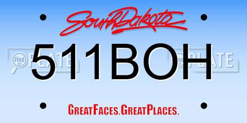 511BOH South Dakota License Plate
