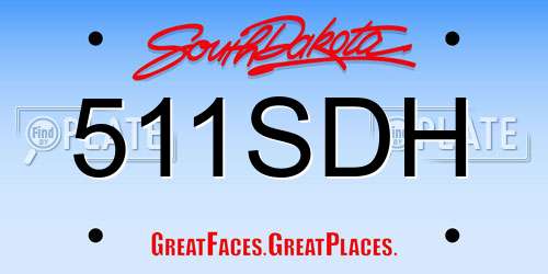 511SDH South Dakota License Plate
