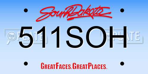 511SOH South Dakota License Plate
