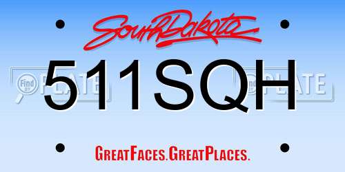 511SQH South Dakota License Plate