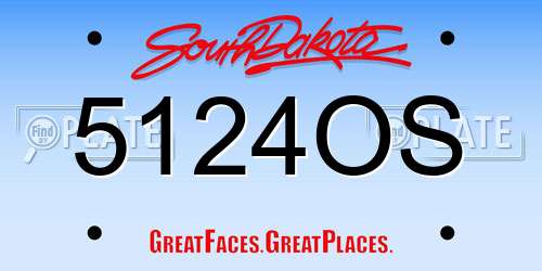 5124OS South Dakota License Plate