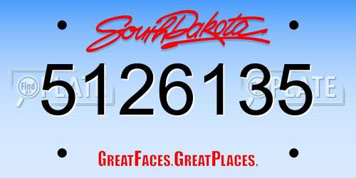 5126135 South Dakota License Plate