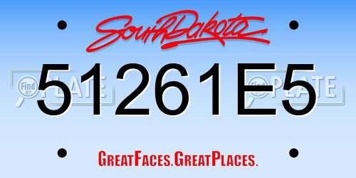 51261E5 South Dakota License Plate