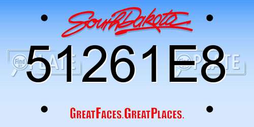 51261E8 South Dakota License Plate
