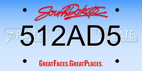 512AD5 South Dakota License Plate