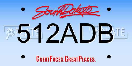 512ADB South Dakota License Plate