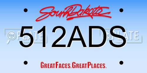 512ADS South Dakota License Plate