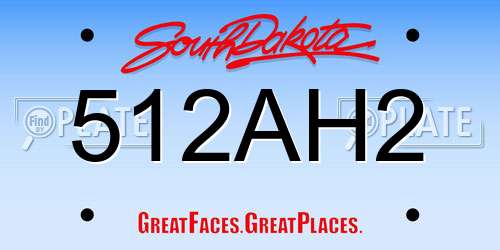 512AH2 South Dakota License Plate