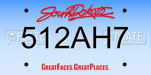 512AH7 South Dakota License Plate