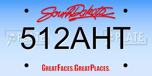 512AHT South Dakota License Plate