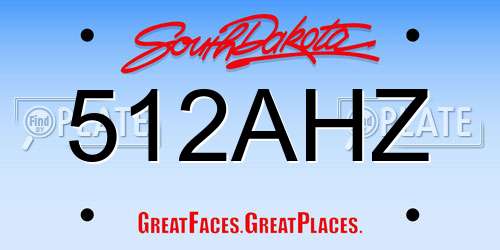 512AHZ South Dakota License Plate