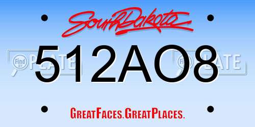512AO8 South Dakota License Plate
