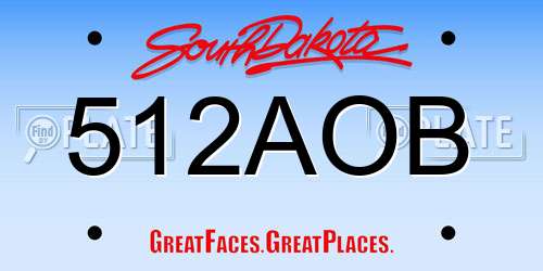 512AOB South Dakota License Plate